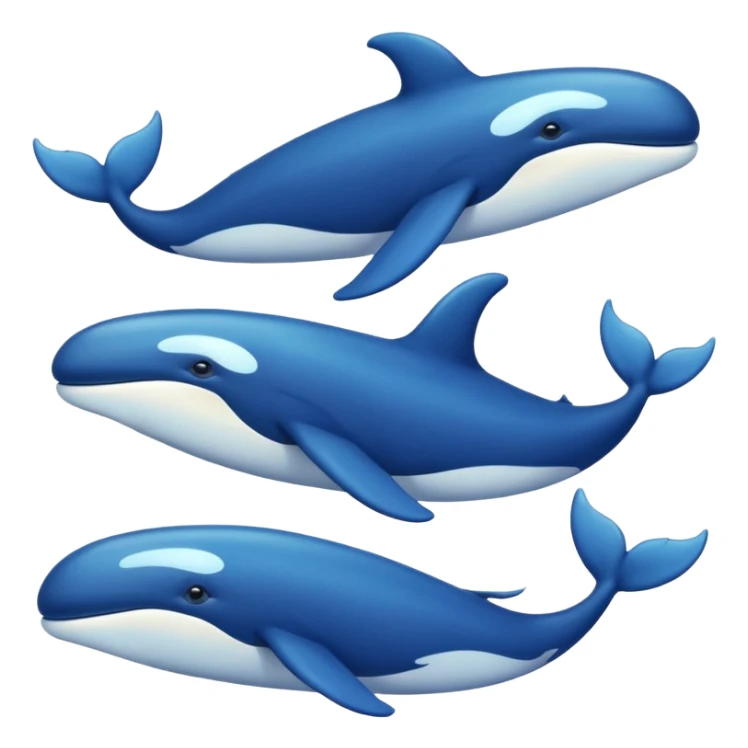 Draw a marine theme with whales for atmospheric and aesthetic stickers. Various shades of blue and a slight glow sticker