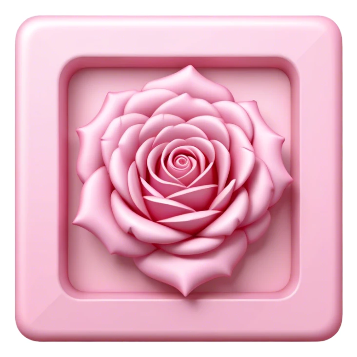 Create a 3D ultra detailed light pink colored square shaped rose border sticker