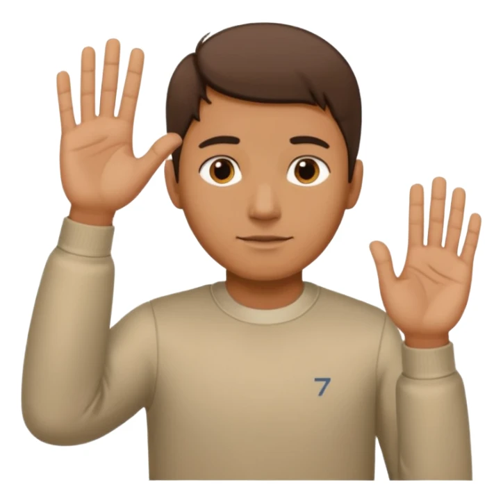 Make a man putting a hand by his sides and a 6 and a 7 beside his head sticker