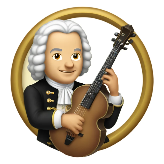 Johann Sebastian Bach midget holding banjo sticker
