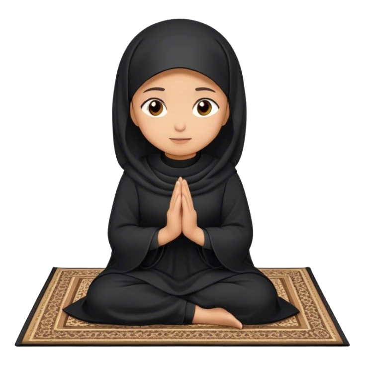 muslim woman praying on a praying carpet with a black abaya on sticker