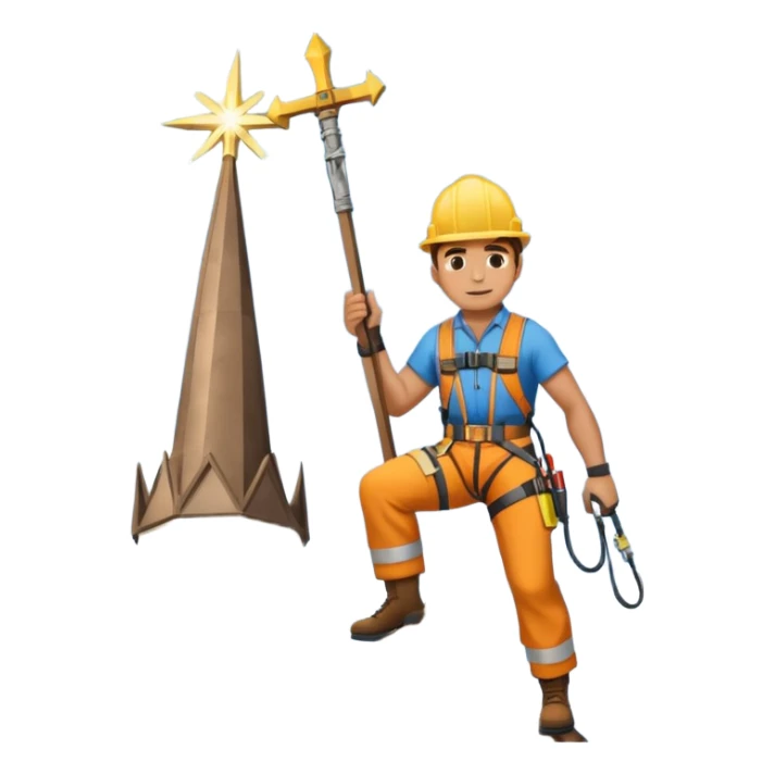 steeplejack man lightning conductor on a church spire sticker