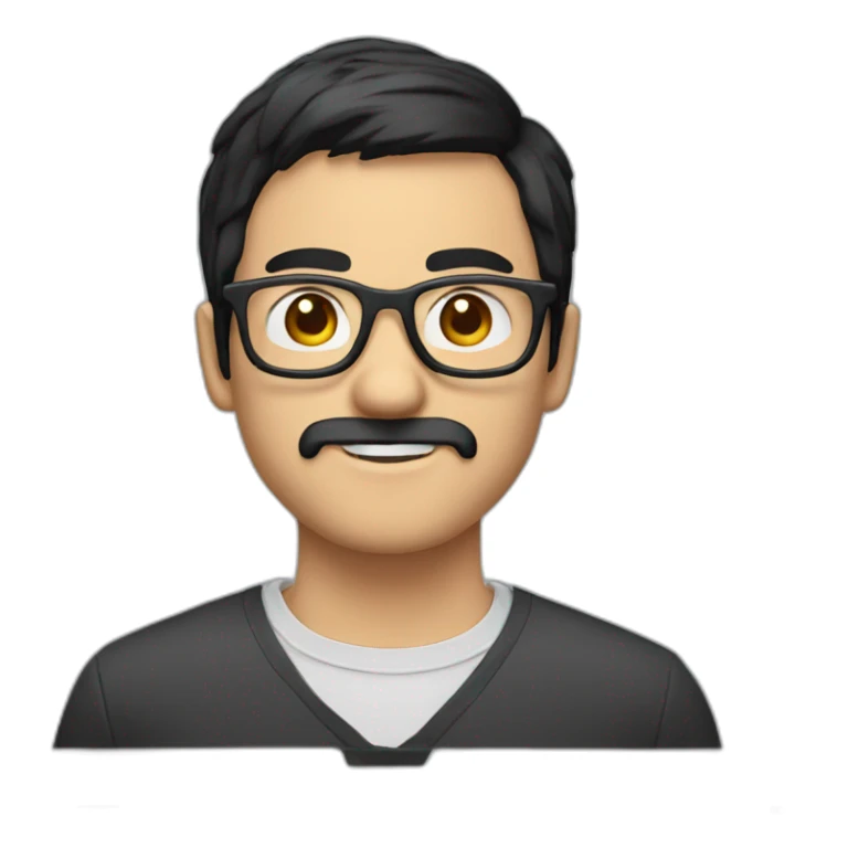 short beard man glasses nerd pixel with black hair and short hair sticker