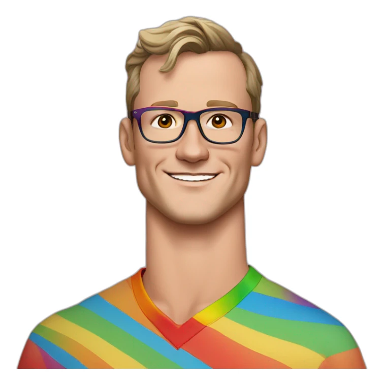 Jonathan Toews wearing glasses and rainbow clothes sticker