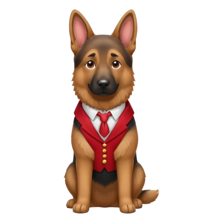 German ShepherdDog with NeckBow in red suit. sticker