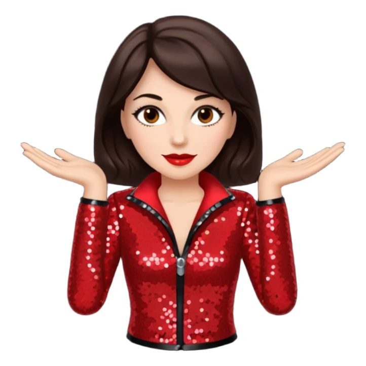 Carol Lawrence with dark brown hair, red sequin outfit sticker