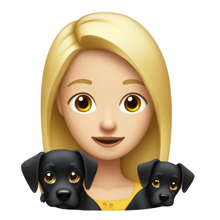 Blonde girl with black dog with pointy ears sticker