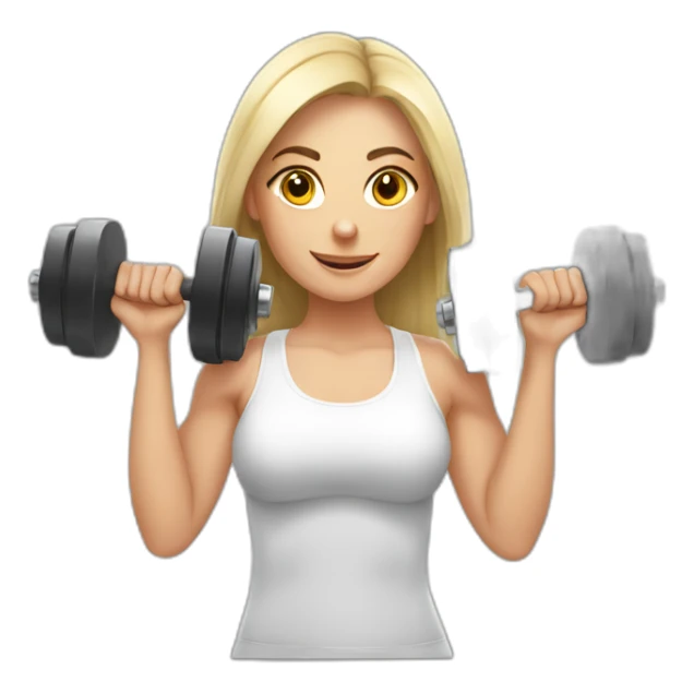 White fitness girl with dumbbells in their hands sticker
