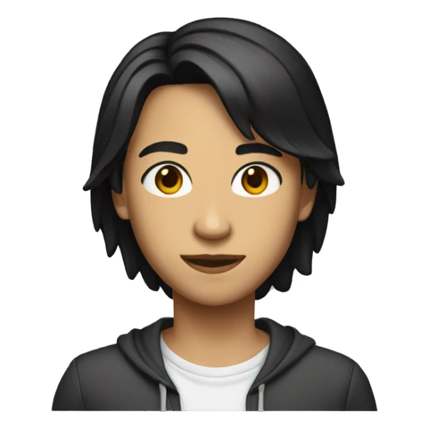 slight tan middle school lean full body short cool black hair  sticker