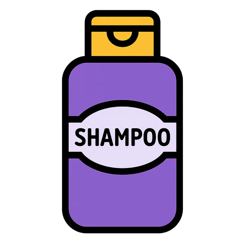 small violet shampoo bottle, modern appearance, clean design sticker