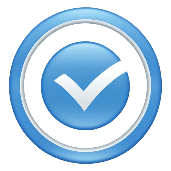 A blue circle entered by a white check mark sticker