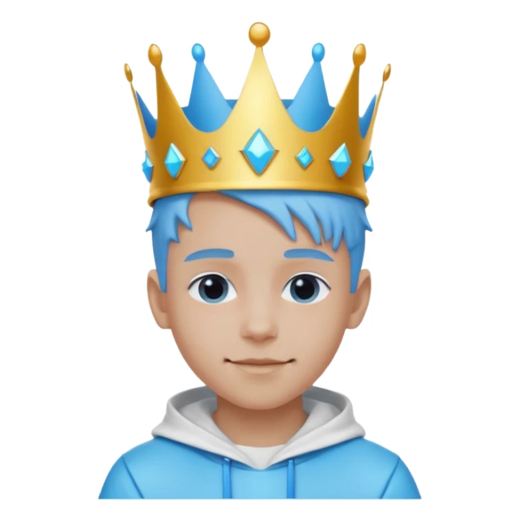 boy neon cyberpunk light blue happy crown white and blue sticker