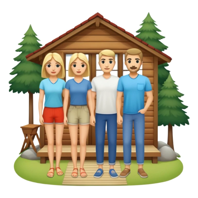 two men and two women summer cabin sticker
