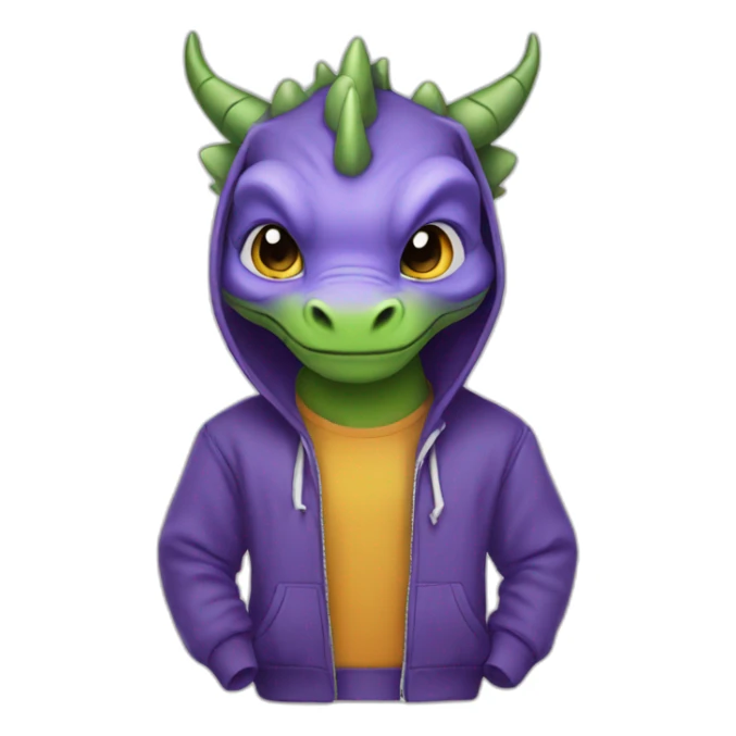 The dragon is dressed in a hoodie sticker