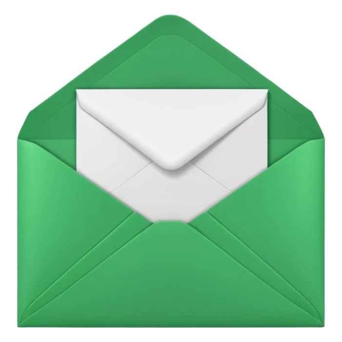 3D green envelope with letter in it sticker