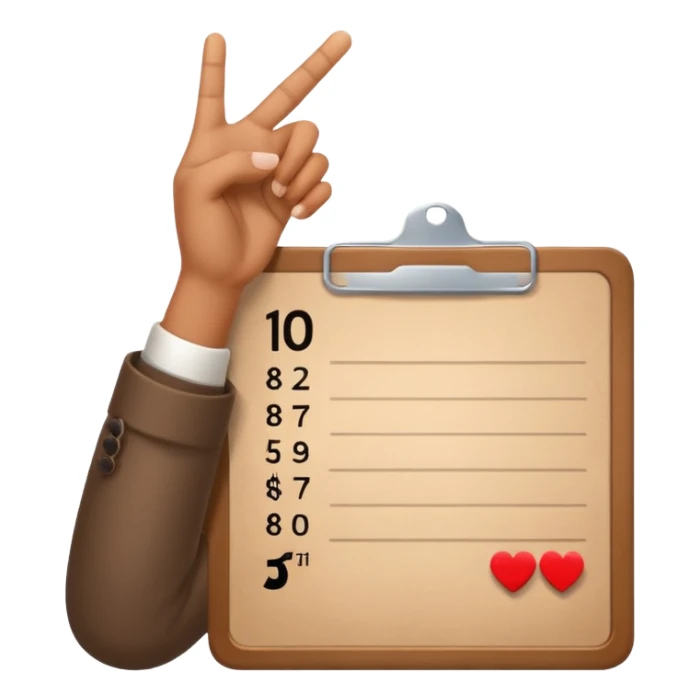 a single hand holding up a score card, no visible person, simple, no text on card sticker