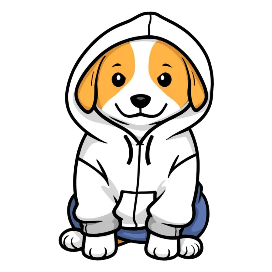 Dog wearing a hoodie  sticker