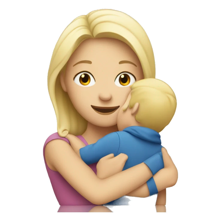 blonde woman hugging child sticker