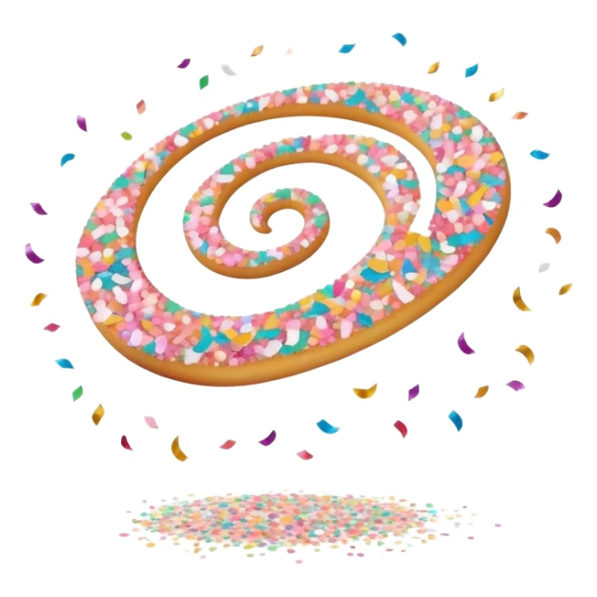 Cinematic Realistic Sparkles & Sprinkles, a delicate swirl of tiny, multicolored sugar confetti and edible glitter, scattered across a smooth reflective surface, each speck glinting under soft ambient light, glowing vibrantly with a dreamy and magical charm. sticker