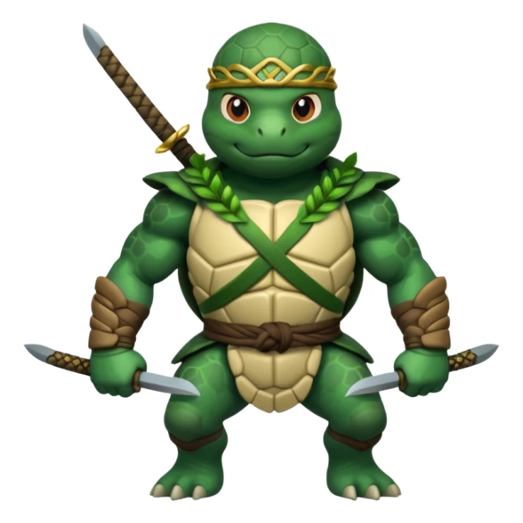 a turle ninja wearing laurel wreaths sticker