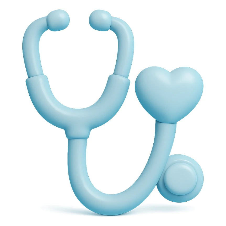 light blue stethoscope, heart-shaped chestpiece sticker