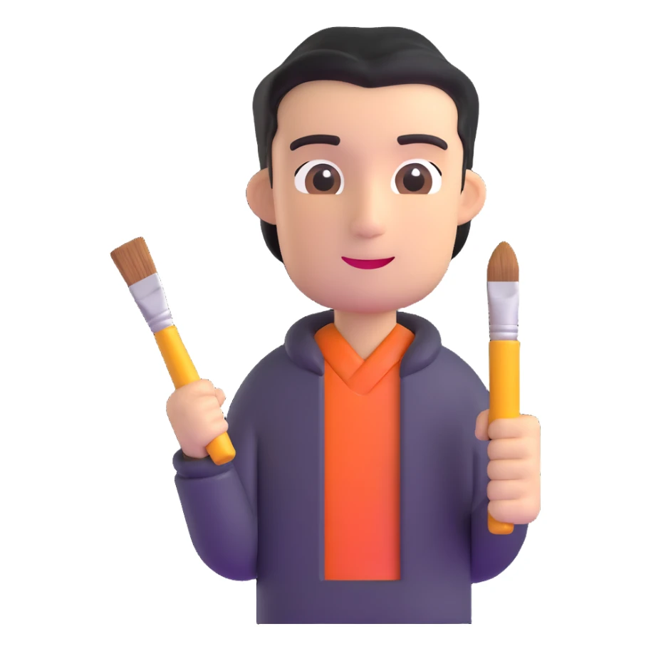 artist character holding a paintbrush sticker