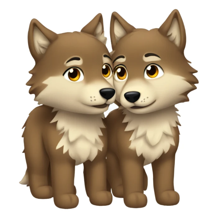 Brown and blonde  wolfs in love  sticker