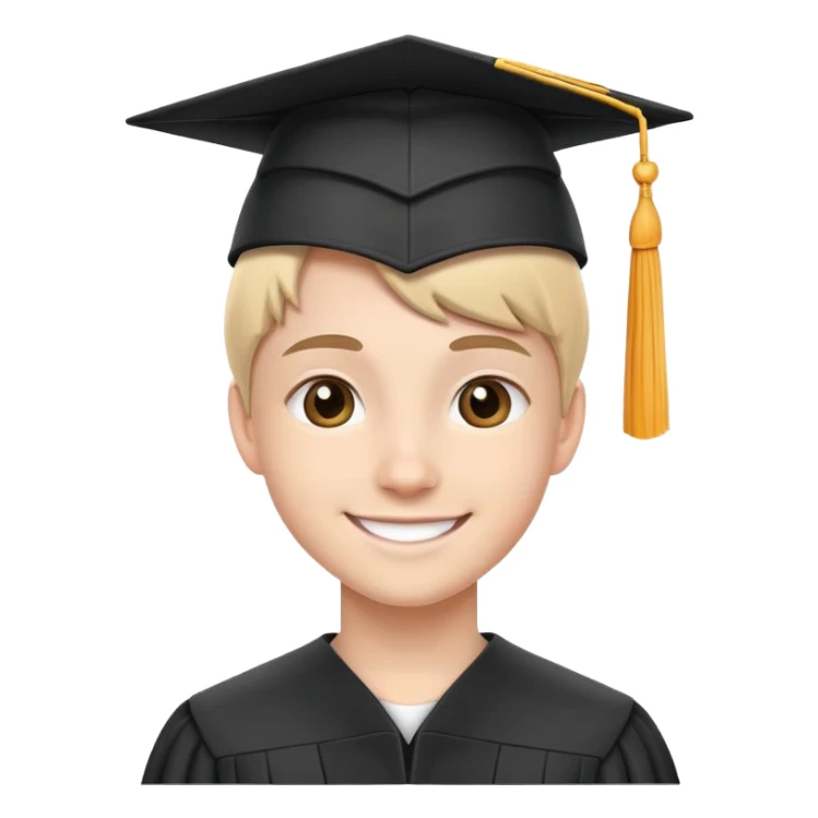 teen wearing graduation cap, smiling sticker