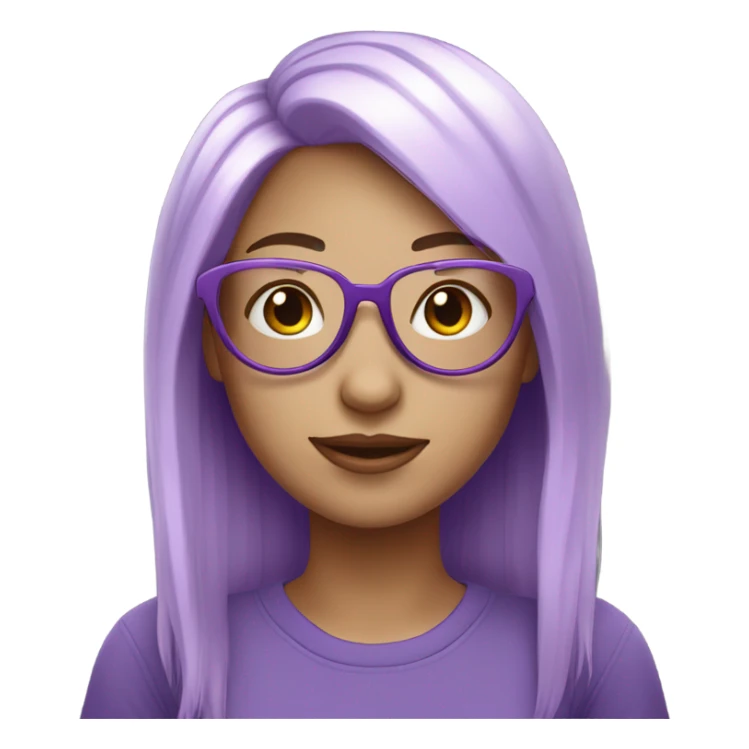 white girl purple hair with heart glasses sticker