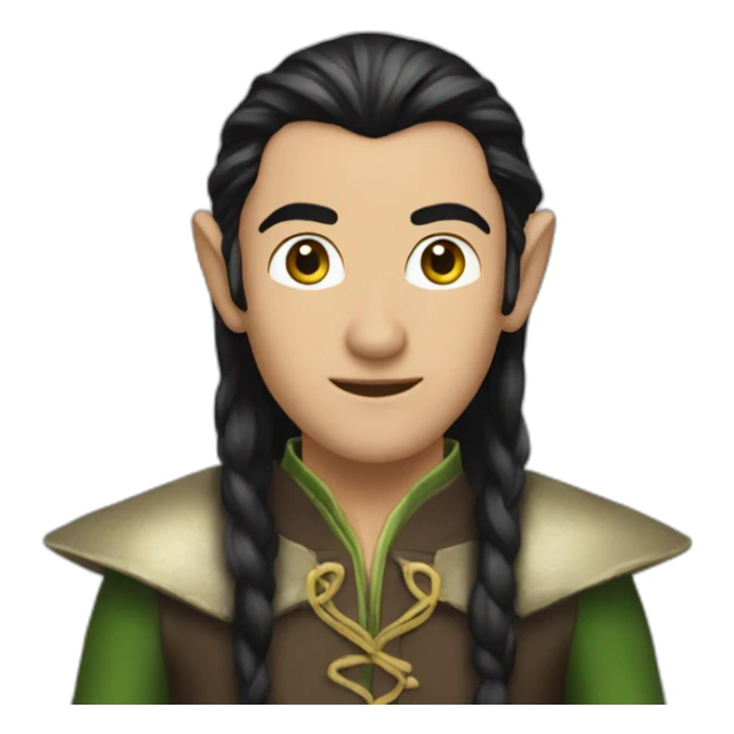 elrond elf black hair sticker