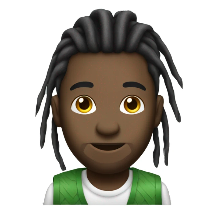 Black man with dreads in ponytail mowing  lawn sticker