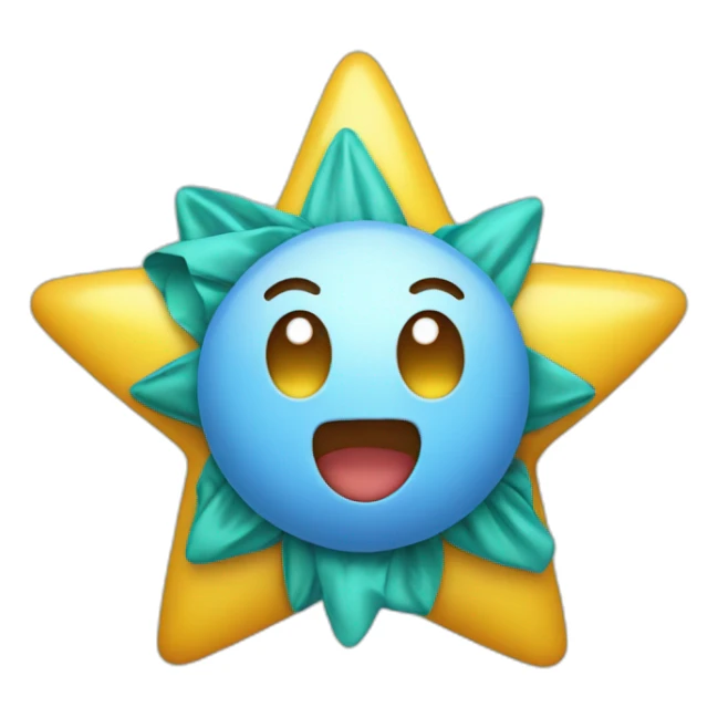 Star with a frienly smile and a bow sticker