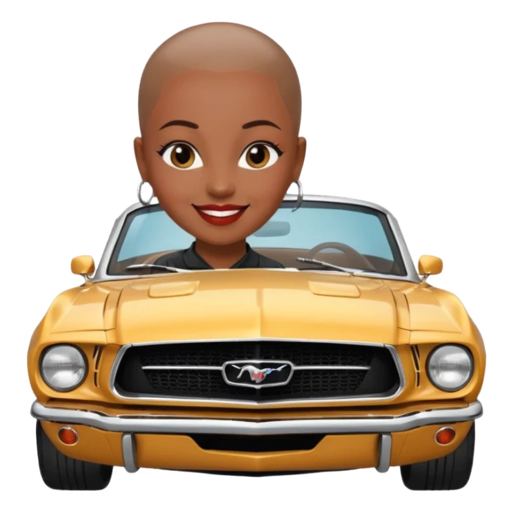 Classic mustang black female shaved head happy birthday sticker