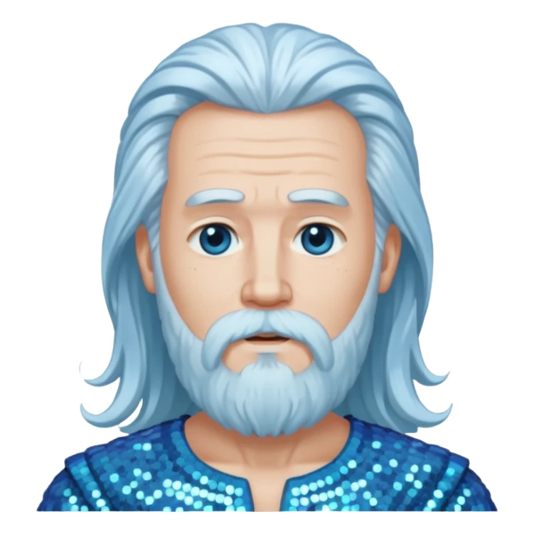 Uranus, The Father Sky with long white hair and beard, pale blue sequin outfit sticker