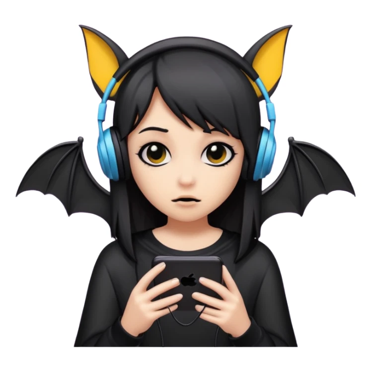 Bat listening to music ignoring emo girl sticker