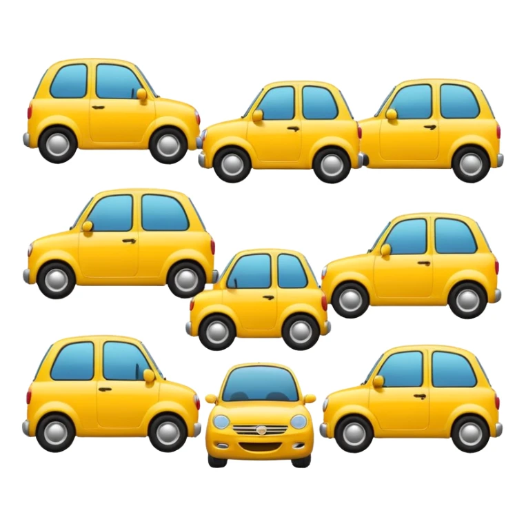 group of cars, round emoji shape sticker