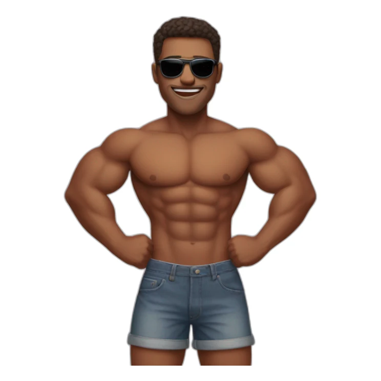 shirtless man wearing sunglasses and flexing sticker