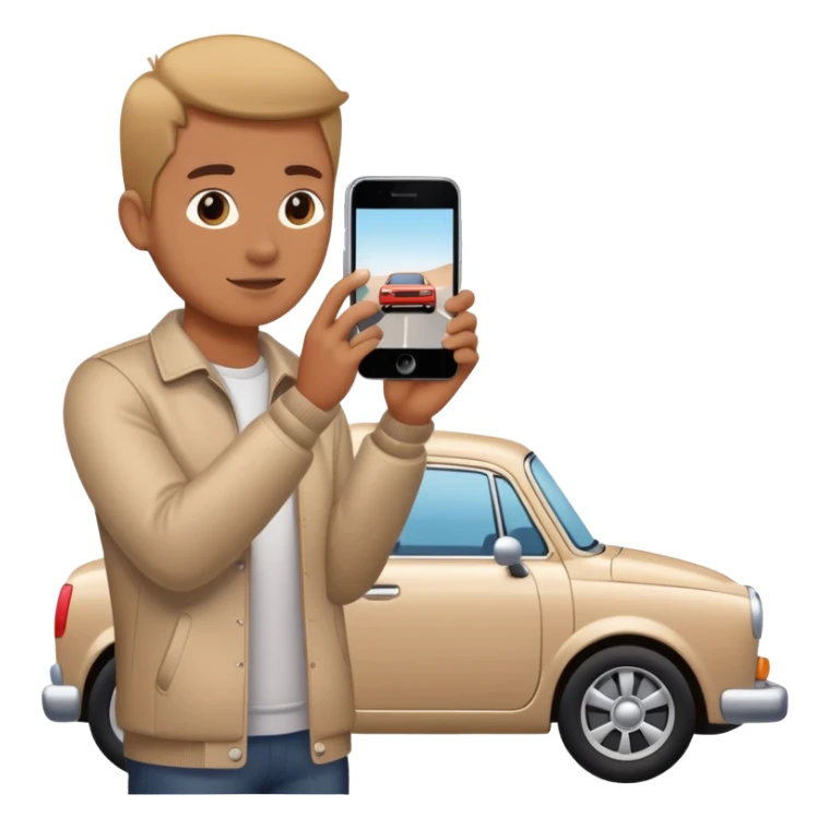 person photographing a car with iphone, from a distance sticker