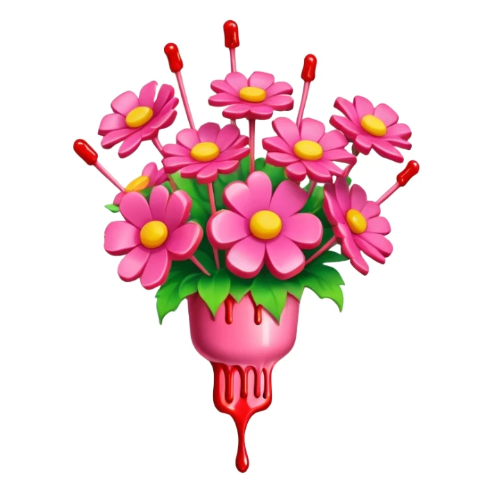 melted pink dripping sauce SPAM MEAT flower bouquet  sticker