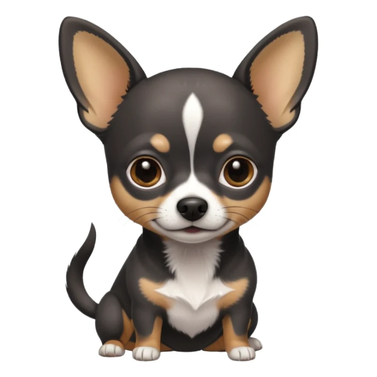 Very Dark grey and black Chihuahua with white markings sticker