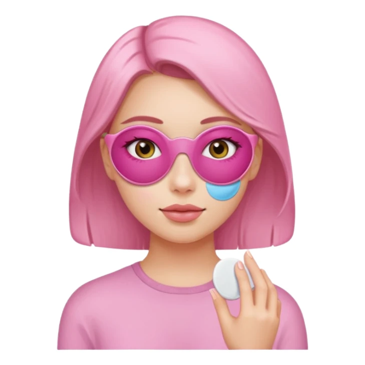 Girl with pink self care under eye patches sticker