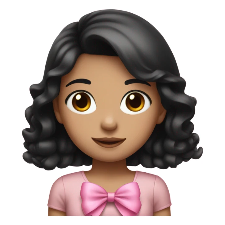Cute girl with black hair and a pink bow  sticker