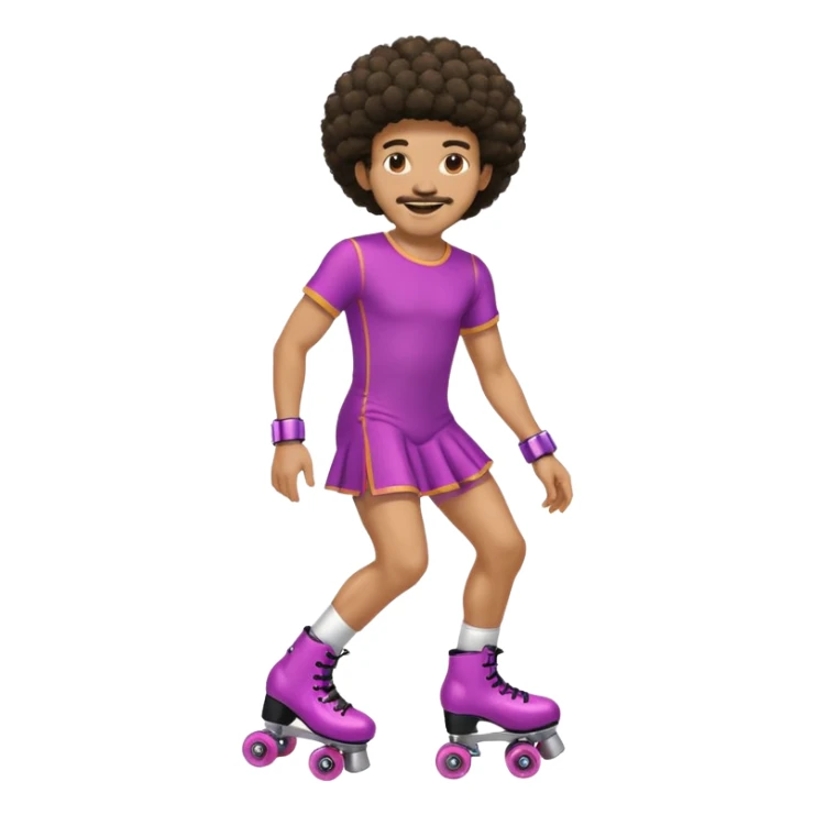 man afro hair disco dress and roller skate sticker