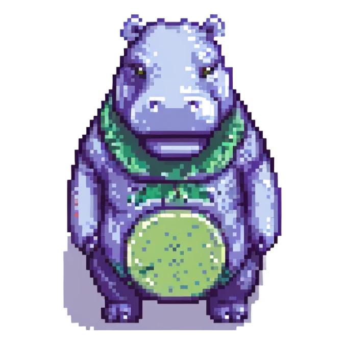 A hippo made of eggplant sticker