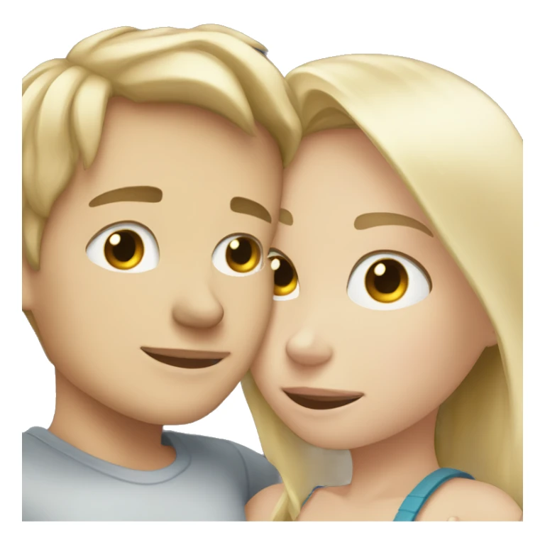White Blonde girl and white brunette boy cuddling sticker