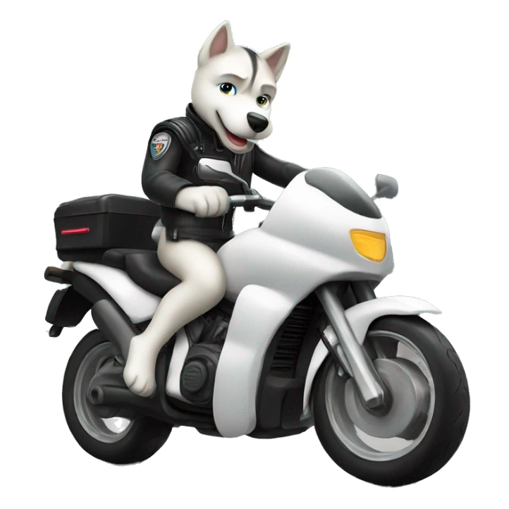 White husky riding motorcycle  sticker