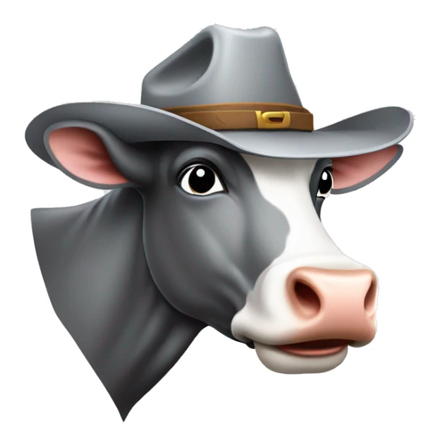 Grey Cow with a cowboy hat sticker
