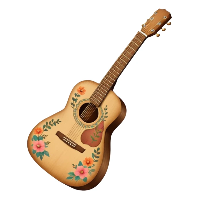 acoustic guitar with delicate indie girl aesthetic sticker