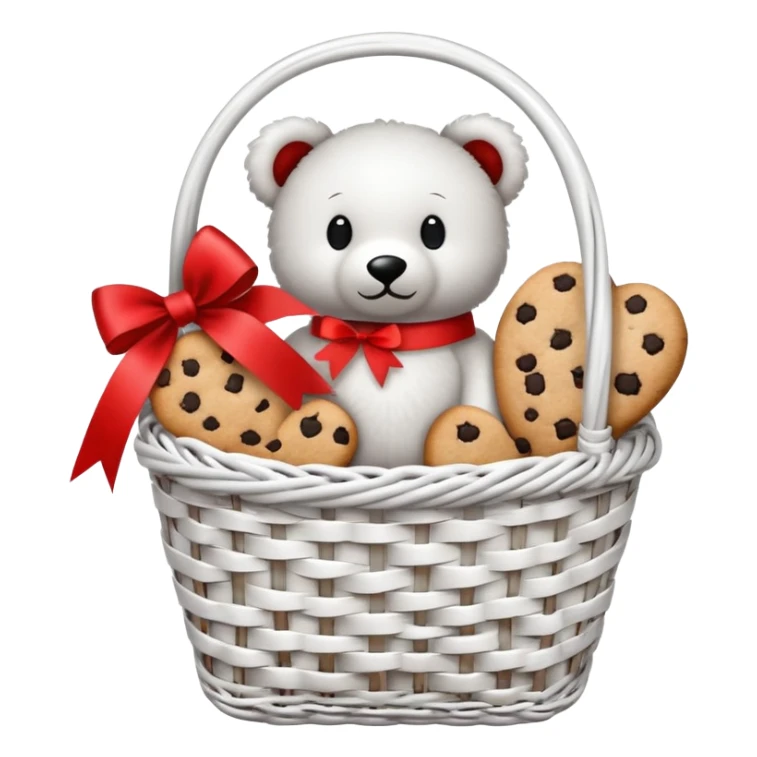  white small gift basket with hardly anything it but 3 things and the gift basket color white and black sticker