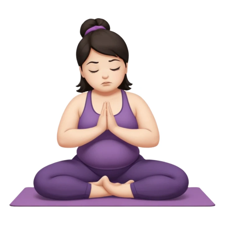 Sad fat girl doing yoga crow pose dark hair sticker